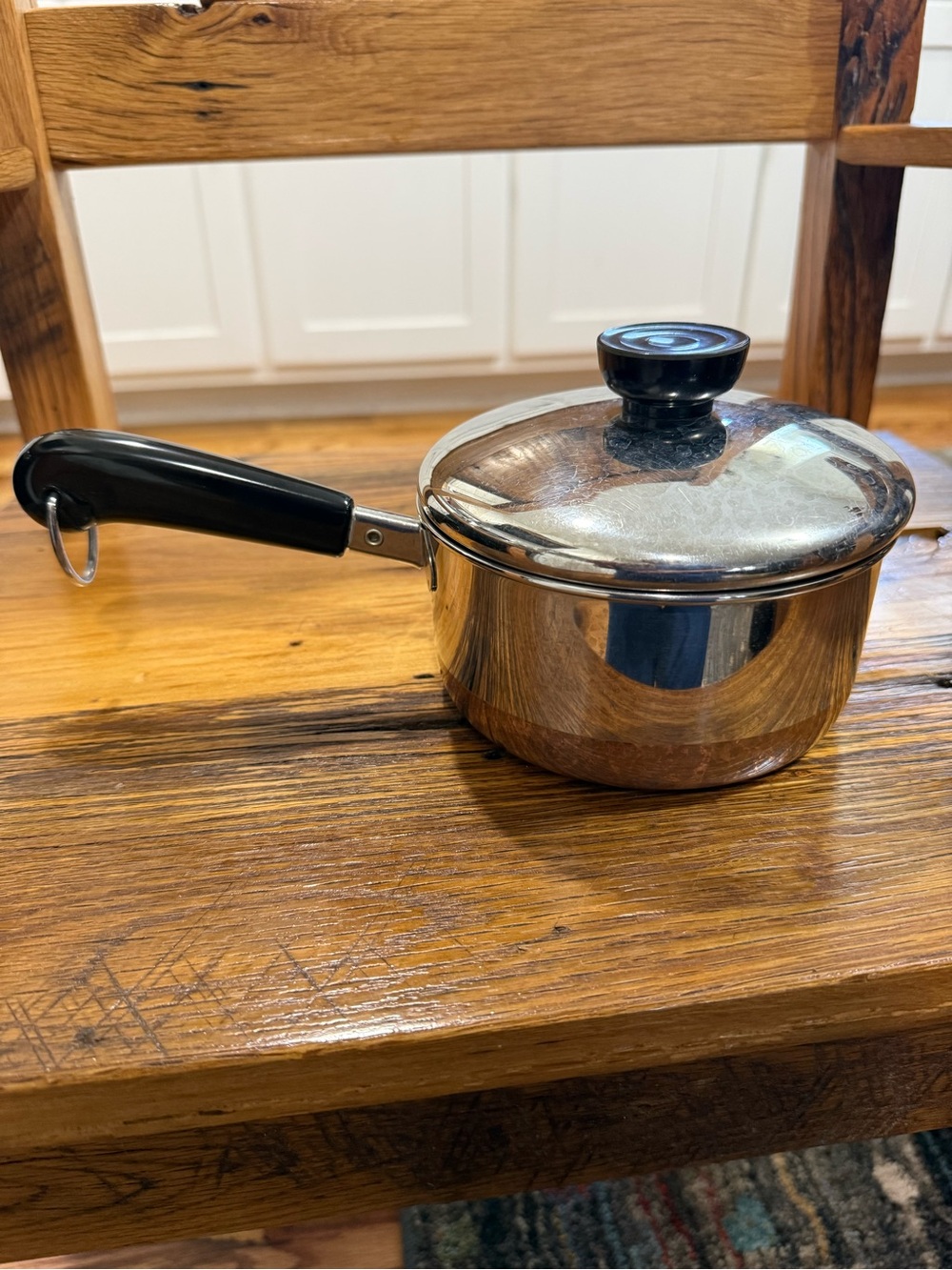 Vintage Revere Ware 2 Qt Saucepan with Black Handle and Lid Knob